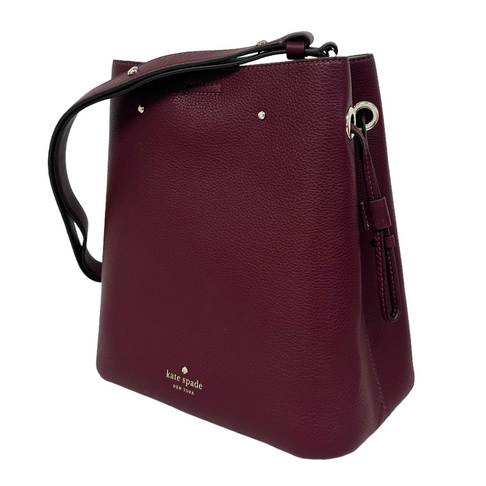 Kate Spade Marti Large Bucket Bag Shoulder Bag Deep Berry Pebbled Leather - Picture 4 of 7